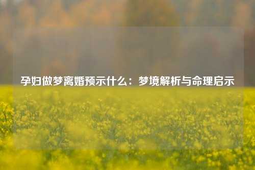 孕妇做梦离婚预示什么:梦境解析与命理启示